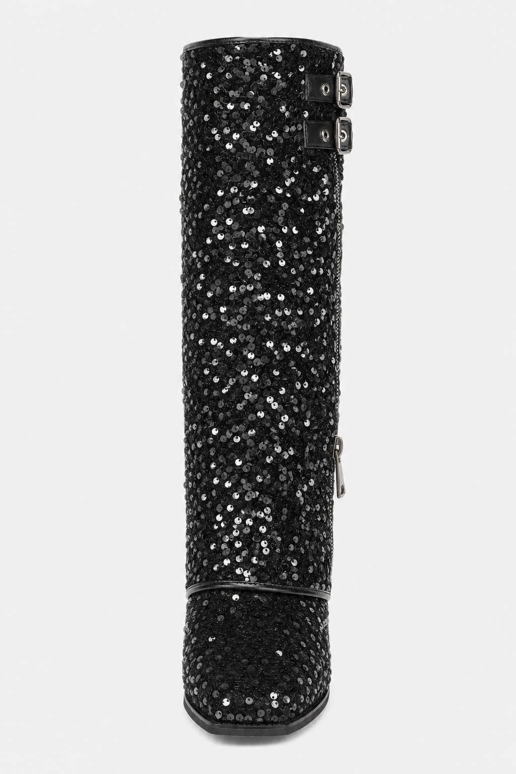 Bottes Santiags Pailletées Noires à Boucles