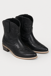 Bottines en Similicuir Noir à Motifs Western