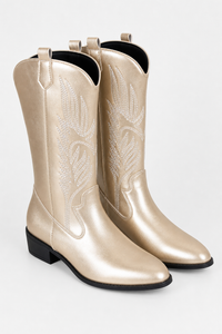 Bottes Santiags Métallisées Champagne à Broderies