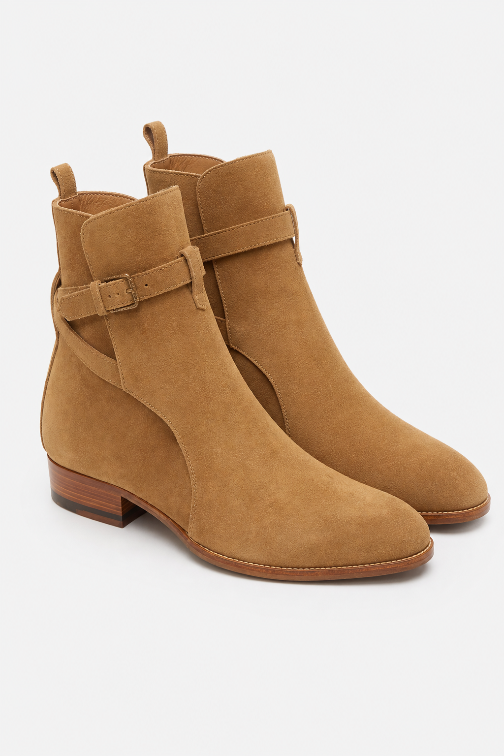 Bottine Homme en Daim Camel à Bride Boucle