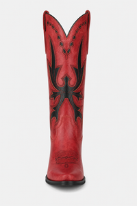 Bottes Santiags Rouges à Motifs Western Noirs