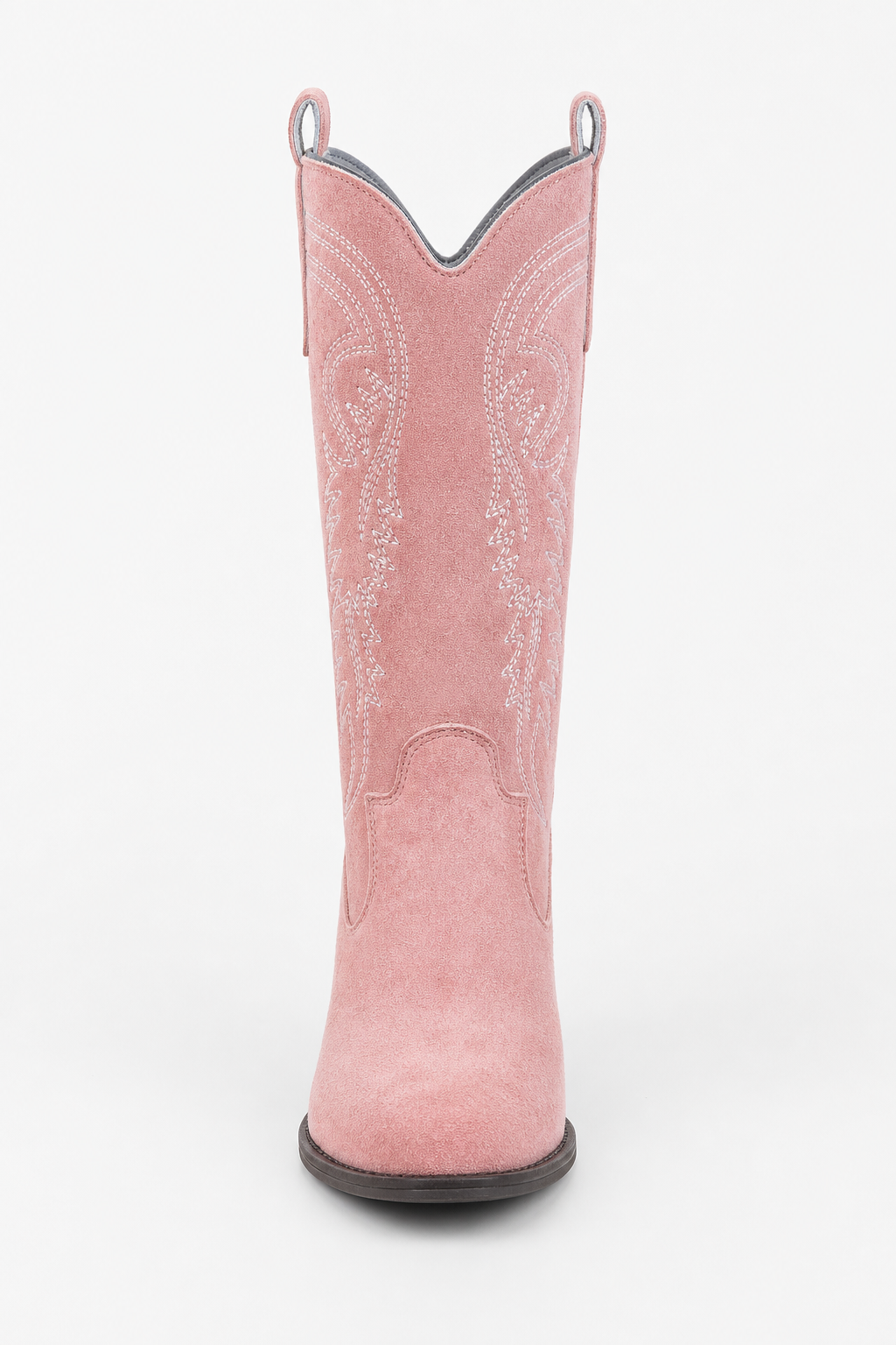 Bottes Santiags en Effet Daim Rose à Broderies