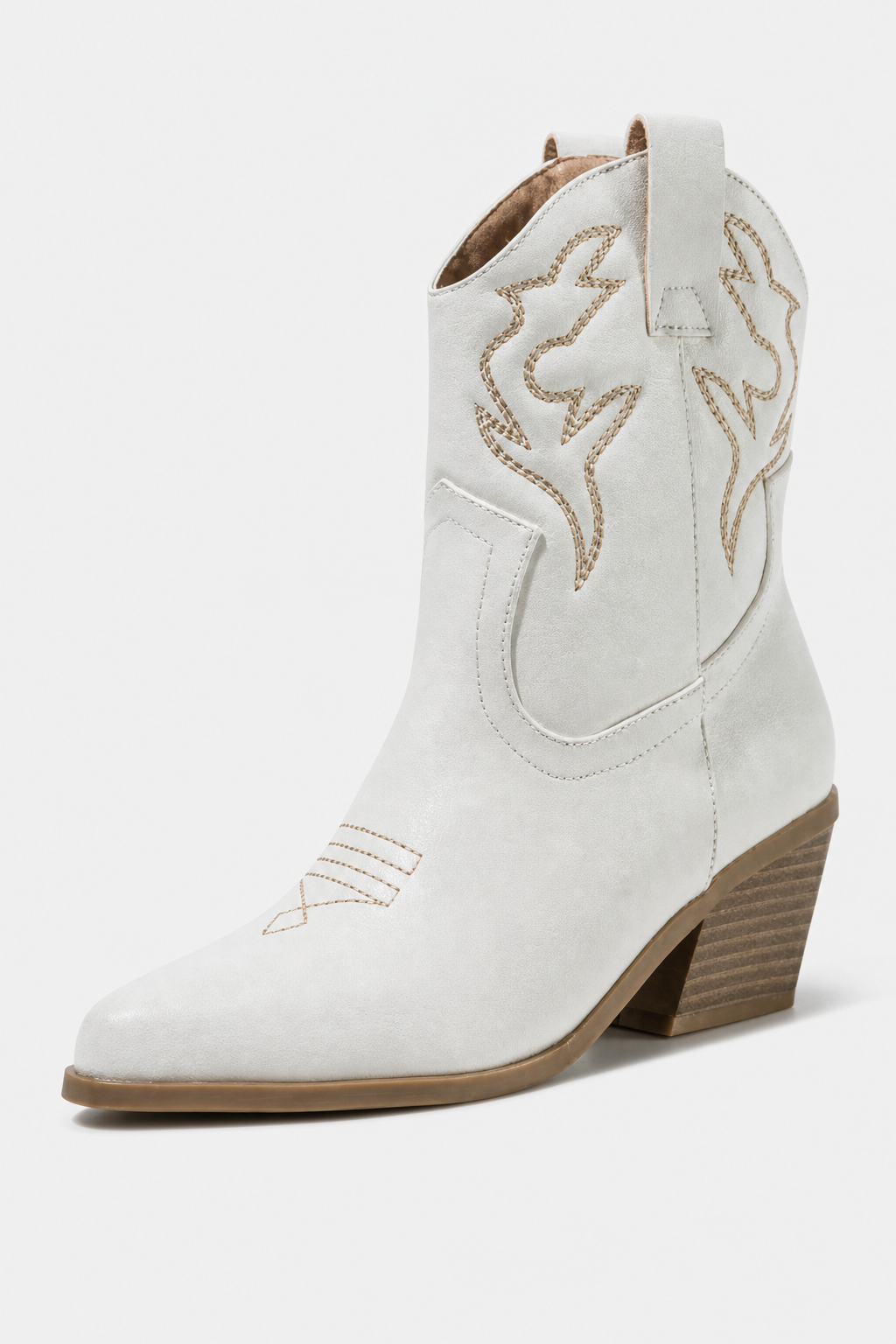 Bottines Santiags Blanches à Motifs Brodés