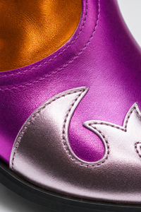 Bottes Santiags Métallisées Orange Fushia à Motifs Flammes