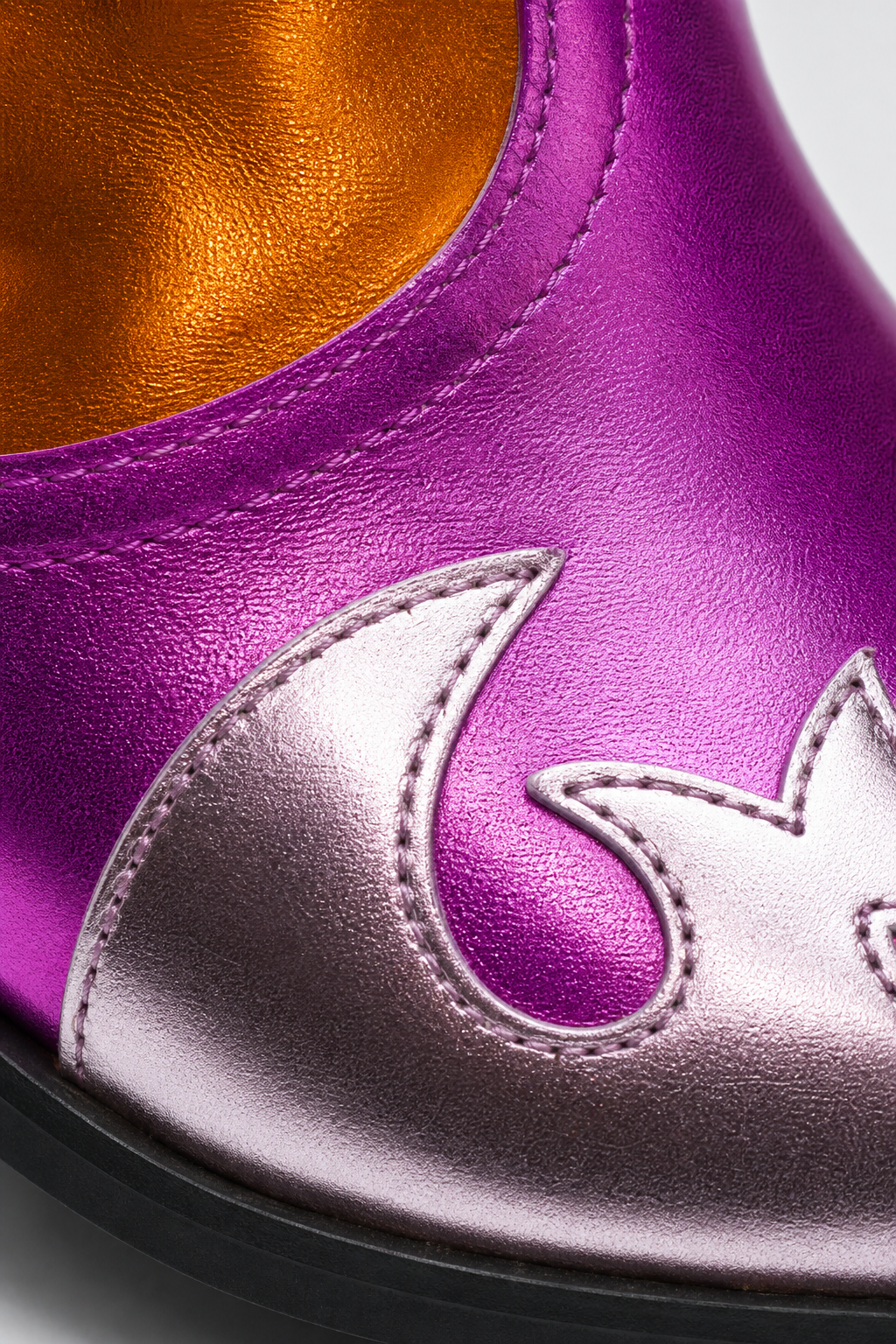 Bottes Santiags Métallisées Orange Fushia à Motifs Flammes