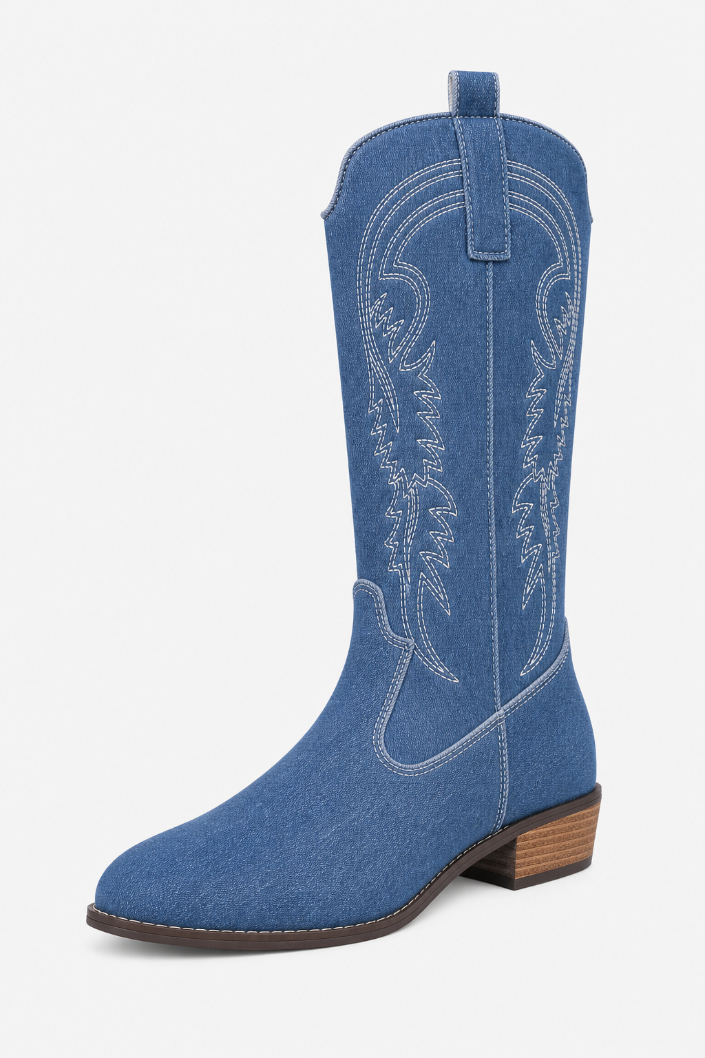 Bottines Country en Jean Bleu à Broderies Western