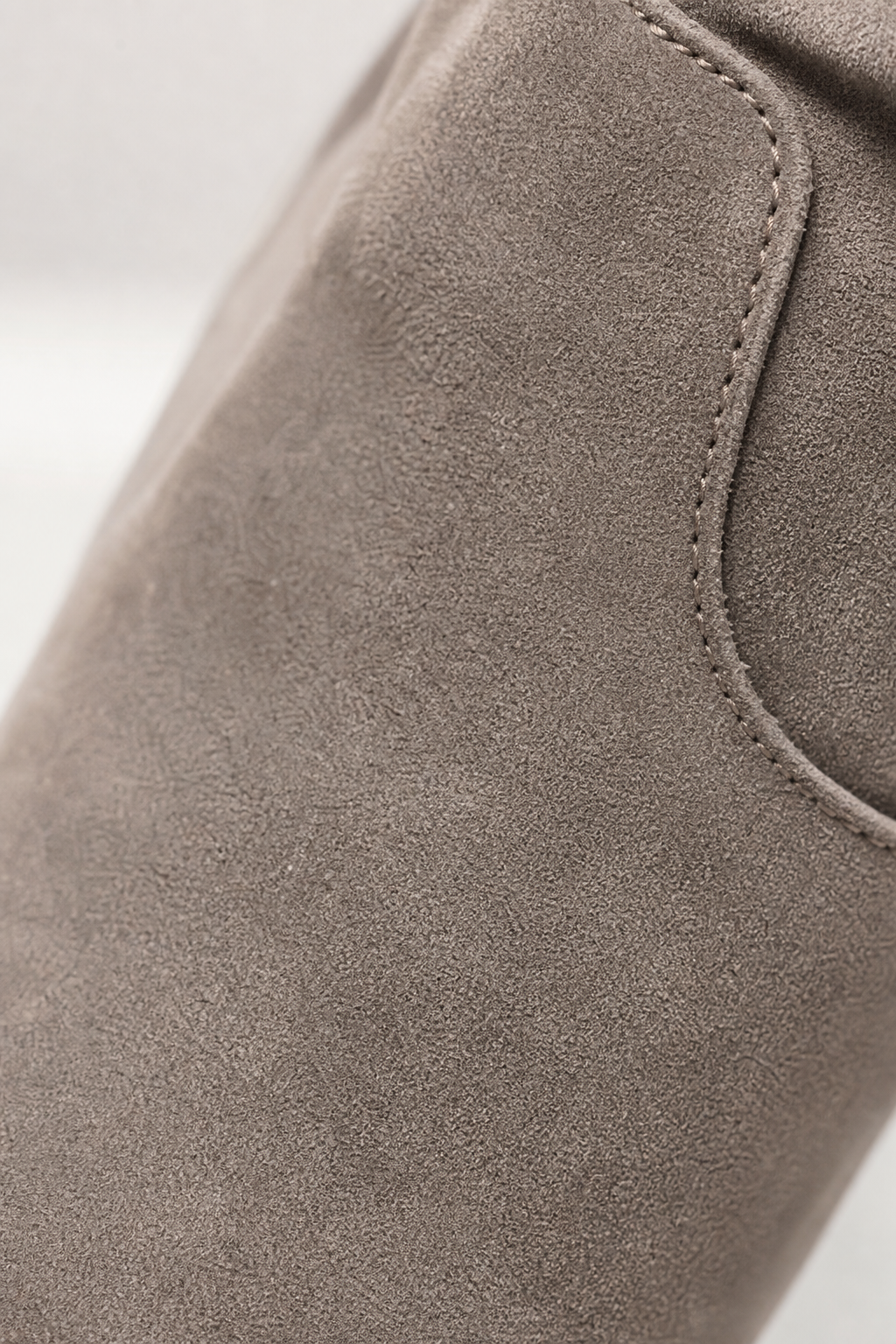 Bottes Cuissardes Froncées en Daim Gris à Talon Bloc