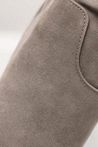 Bottes Cuissardes Froncées en Daim Gris à Talon Bloc