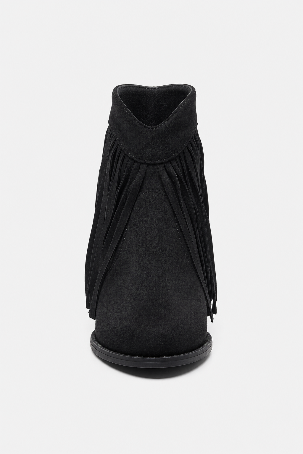 Bottines Bohème en Simili Daim Noir à Franges