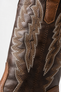 Bottes Santiags en Similicuir Marron à Broderies Ailées