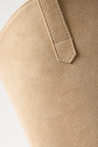 Bottes Santiags Hautes en Daim Beige à Bout Pointu