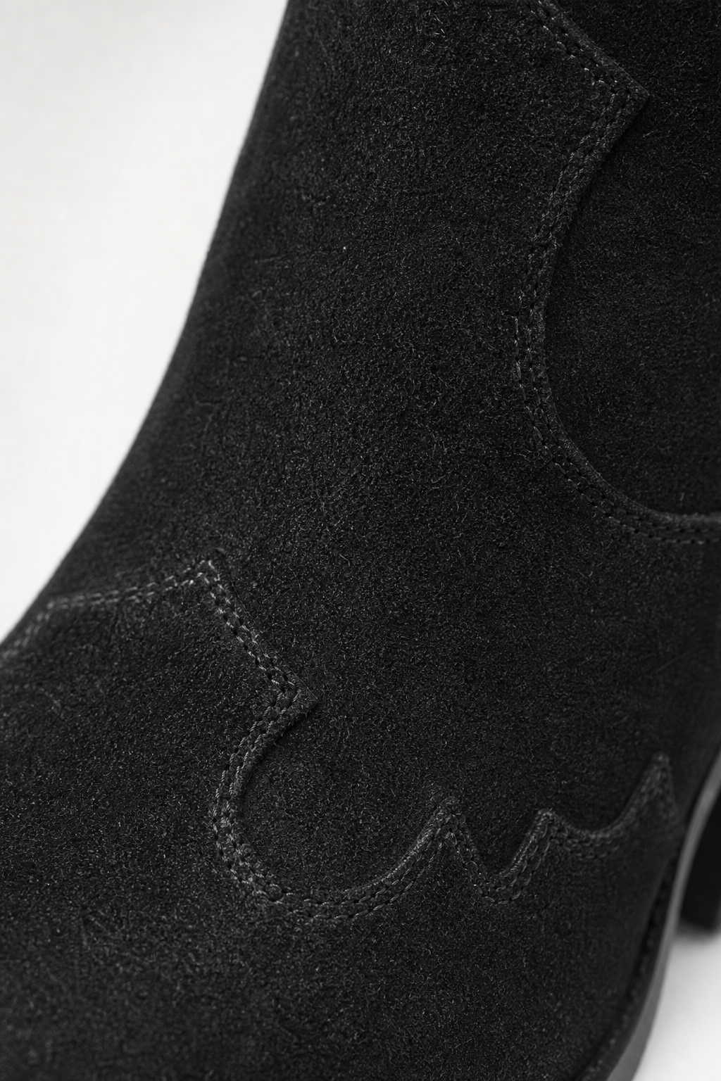 Bottes Santiags en Daim Noir à Bout Pointu