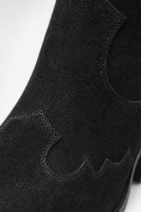 Bottes Santiags en Daim Noir à Bout Pointu