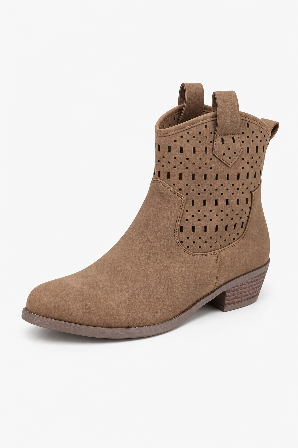 Bottines en Simili Daim Moka Perforées