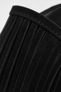 Bottine Compensée Noire à Franges en Suédine