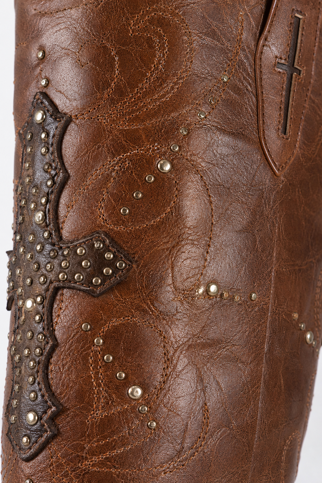 Bottes Santiags Marron à Croix Brodées et Rivets