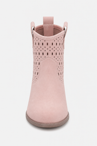 Bottines Western en Daim Rose Poudré Perforées