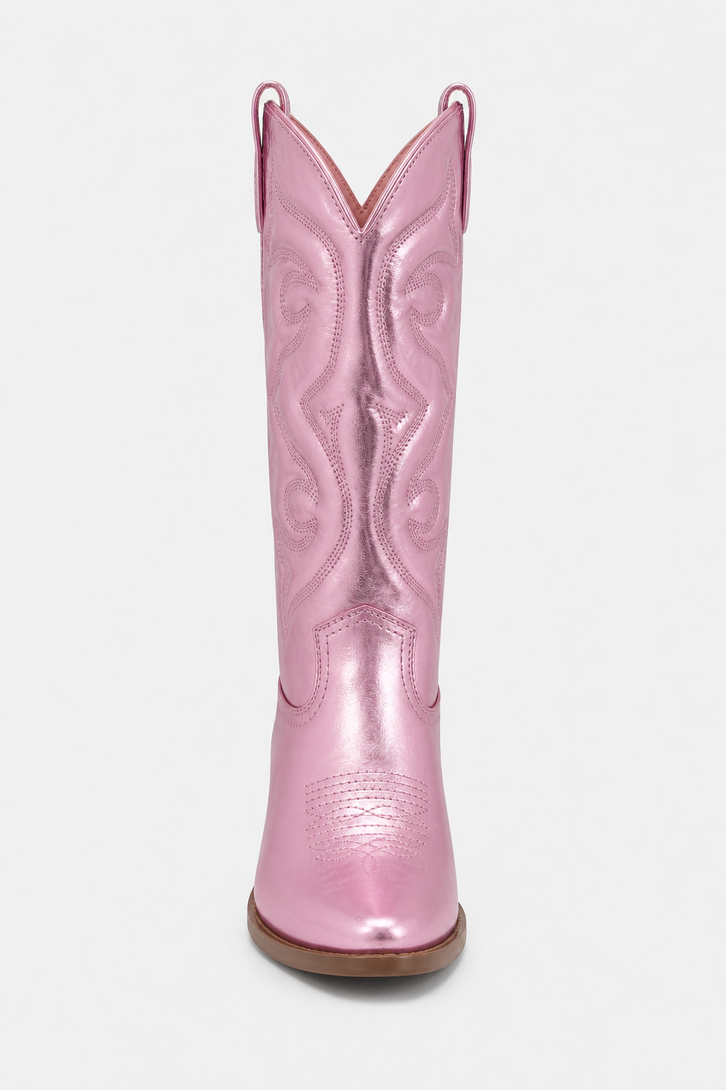 Bottes Santiags Rose Métallisé à Broderies