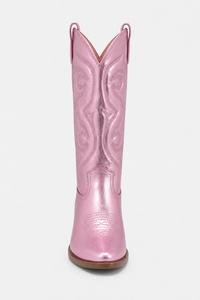 Bottes Santiags Rose Métallisé à Broderies