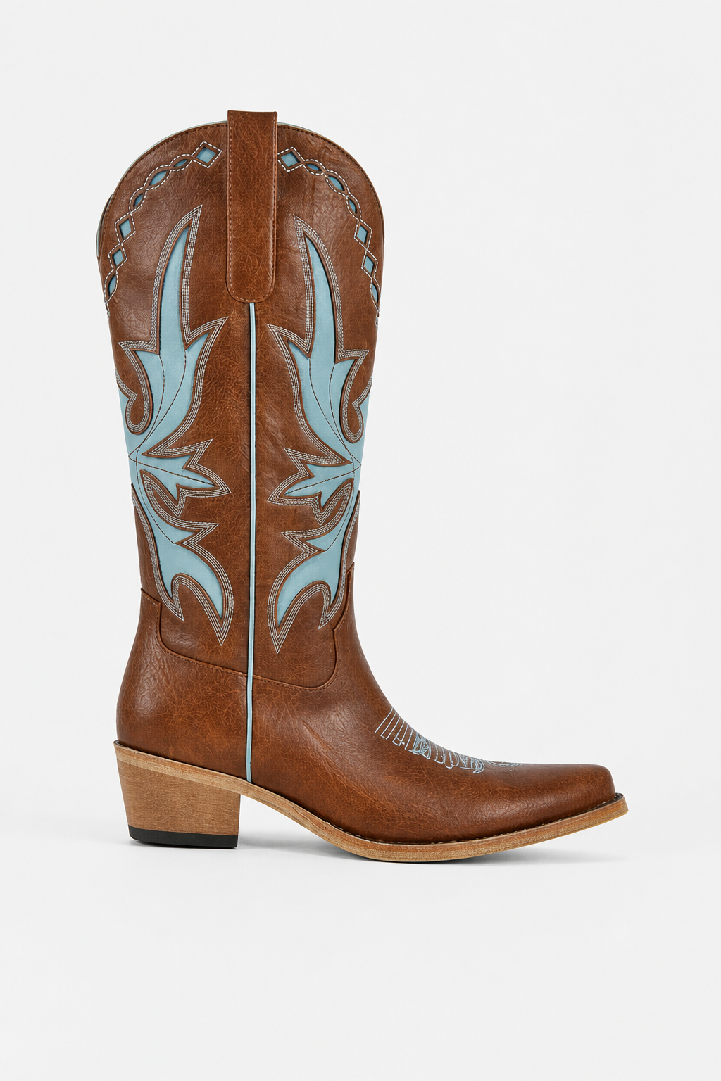 Bottes Santiags Marron à Motifs Ailés Bleu Ciel