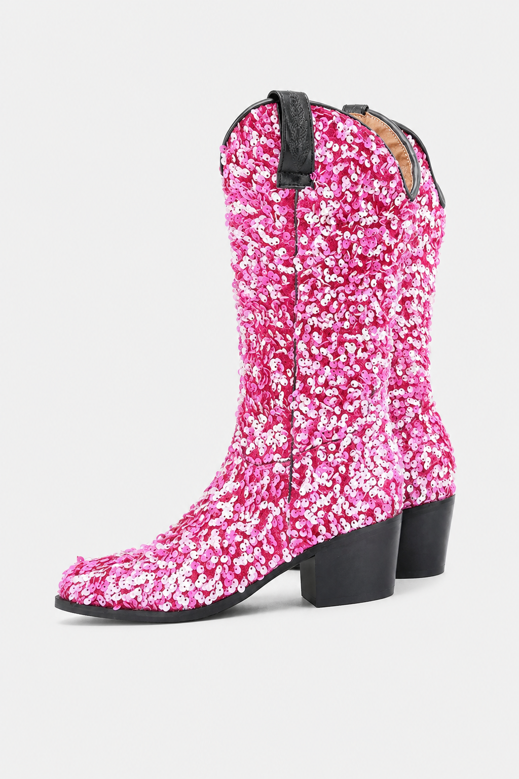 Bottes Santiags Scintillantes à Paillettes Roses