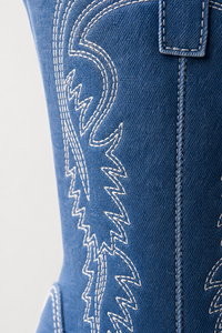 Bottines Country en Jean Bleu à Broderies Western