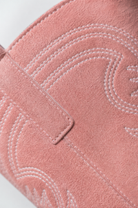Bottes Santiags en Effet Daim Rose à Broderies