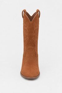 Bottes Santiags en Daim Camel Brodées
