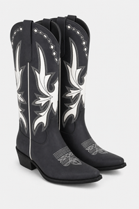 Bottes de Cowboy Bicolores Noir et Blanc Brodées