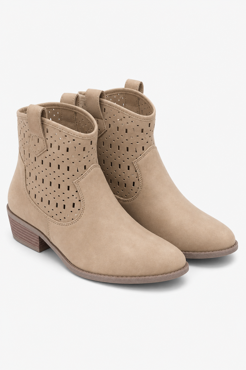 Bottines Taupe Perforées à Bout Pointu