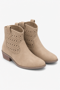 Bottines Taupe Perforées à Bout Pointu