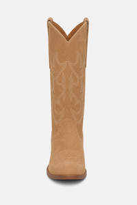 Bottes Santiags en Daim Camel à Motifs Brodés