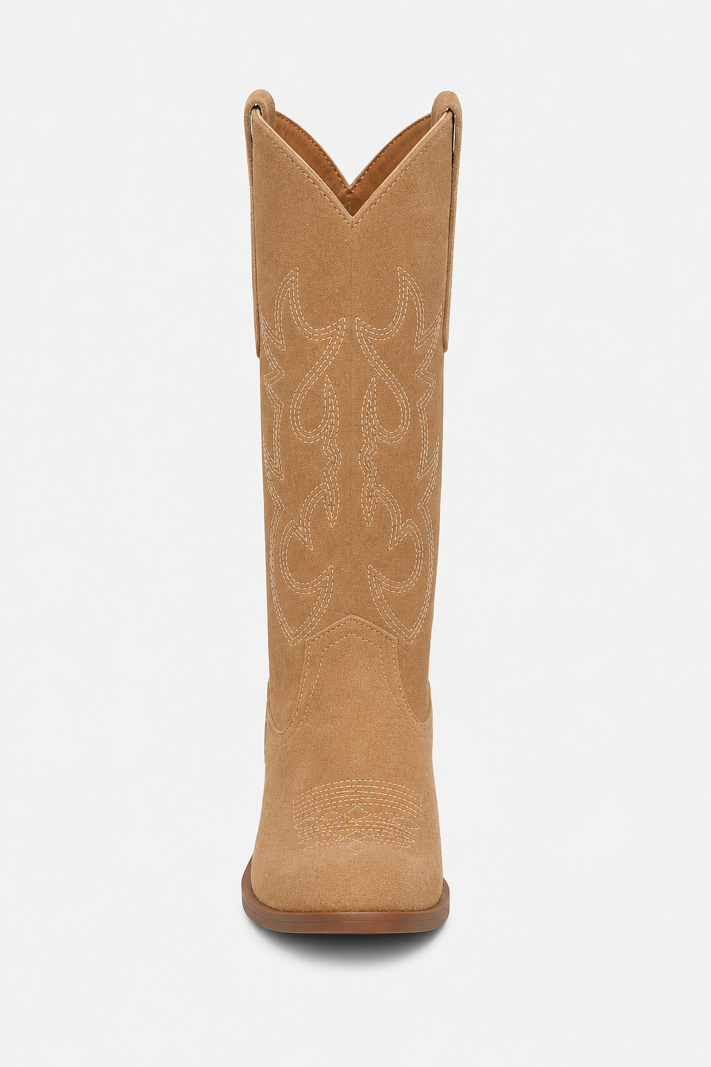 Bottes Santiags en Daim Camel à Motifs Brodés