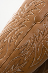 Bottes Santiags Mi-Mollet Camel à Motifs Western Brodées