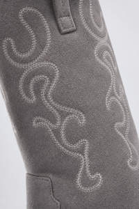 Bottes Santiags en Daim Gris à Motifs Flamme