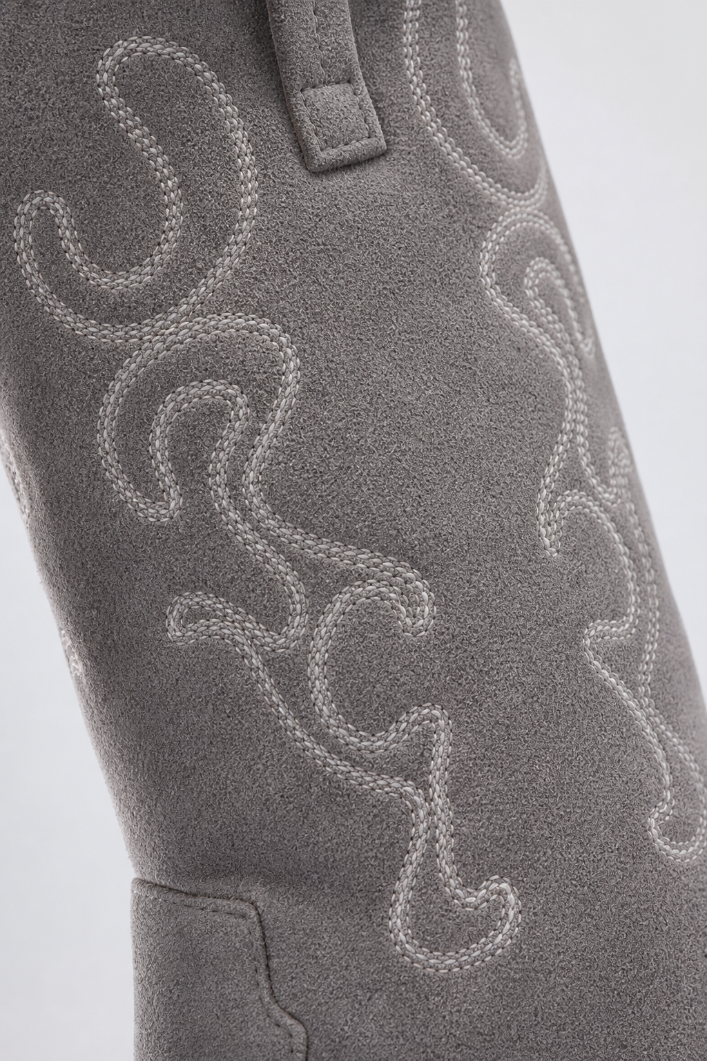 Bottes Santiags en Daim Gris à Motifs Flamme