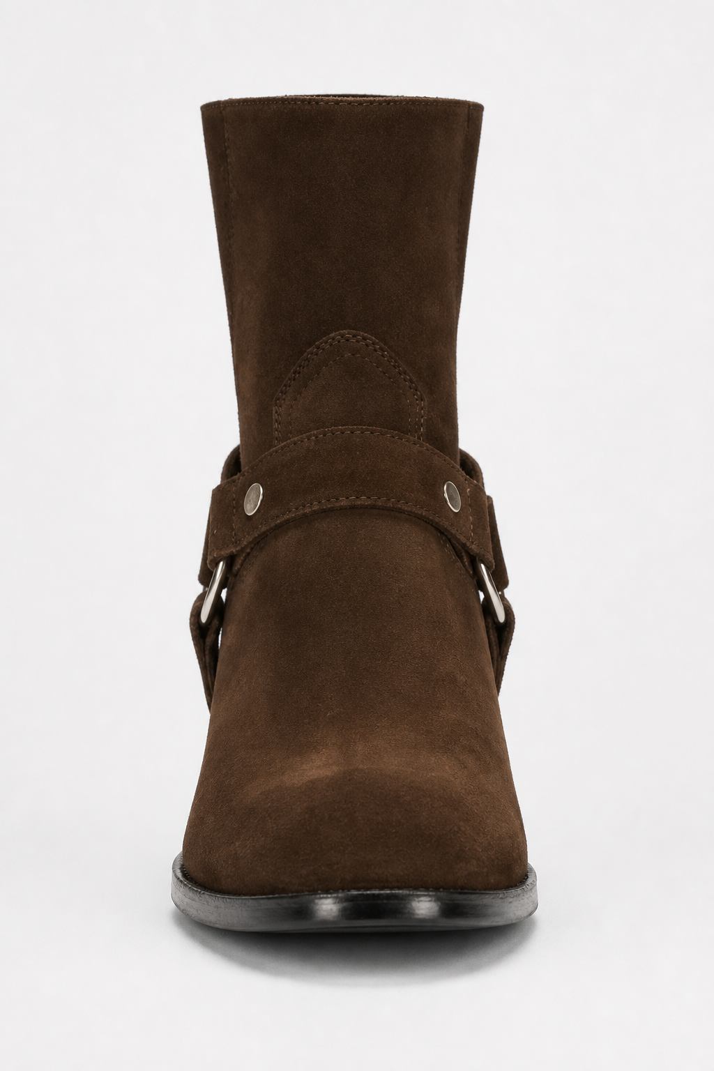 Bottines en Daim Marron à Sangle et Anneau