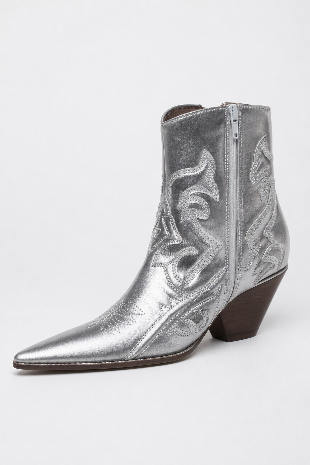 Bottes Santiags Argentées Métallisées à Broderies