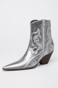 Bottes Santiags Argentées Métallisées à Broderies