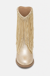 Bottines Santiags Dorées à Franges et Paillettes