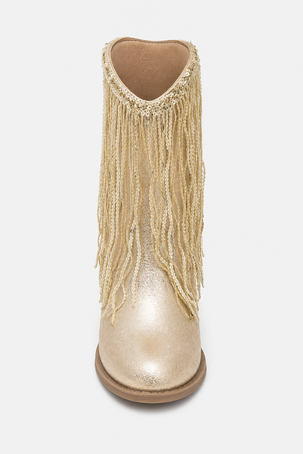 Bottines Santiags Dorées à Franges et Paillettes