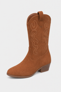 Bottes Santiags en Daim Camel Brodées