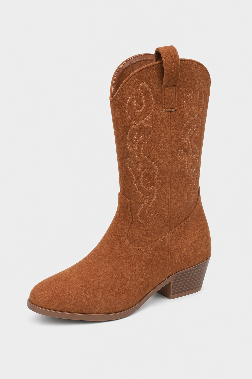 Bottes Santiags en Daim Camel Brodées
