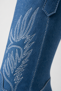 Bottes de Cowboy en Jean Bleu à Broderies Western