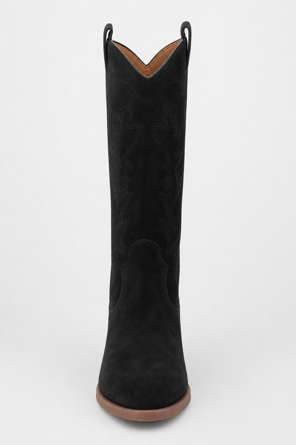 Bottes Santiags en Daim Noir à Motifs Brodés