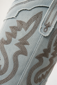 Santiags en Jean Bleu Clair à Broderies Western