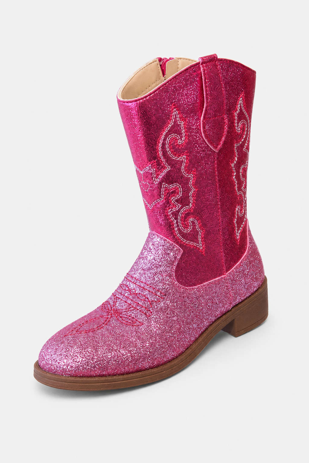 Bottes Santiags pour Enfant Rose Fuchsia à Paillettes