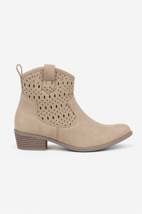 Bottines Taupe Perforées à Bout Pointu
