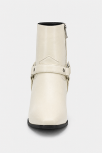 Bottines Santiags Crème à Brides et Bout Pointu
