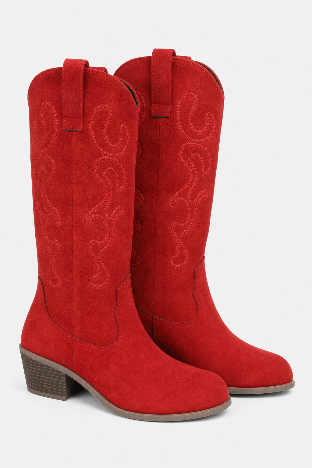 Santiags en Daim Rouge à Broderies Western